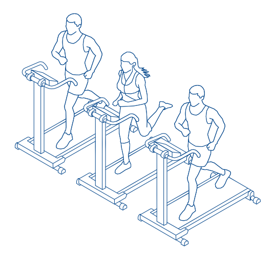 Illustration of people on treadmills