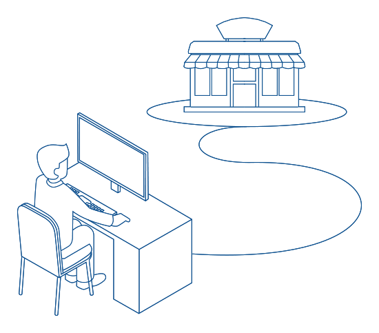 Illustration of a person using EdgePay to get information about his business